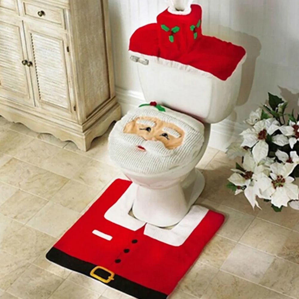 Cute Christmas Toilet Seat Covers Creative Santa Claus Bathroom Mat