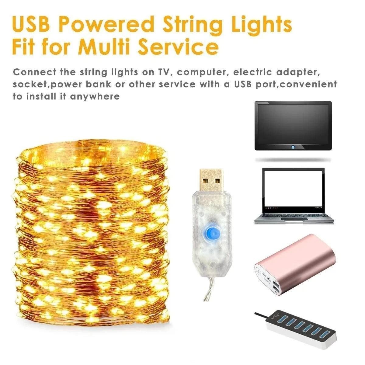 USB Led String Light 5M/10M/20M/30M 8Mode Remote Control Lights